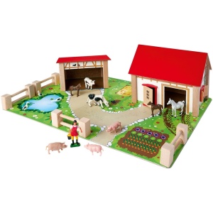 Ferma din lemn Eichhorn 51x36x17 cm cu 20 accesorii - Img 1