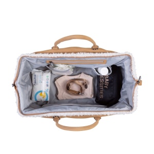 Geanta de infasat Childhome Mommy Bag, aspect piele intoarsa Bej - Img 3