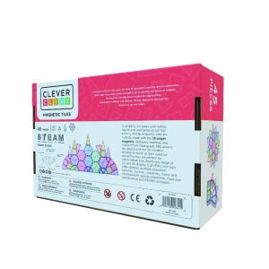 Jocuri magnetice de construit Pastel 45 piese, Cleverclixx - Img 3