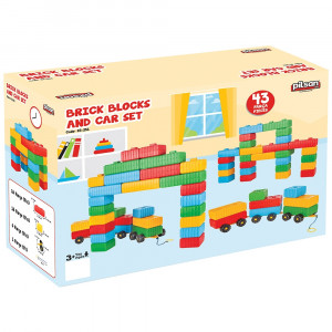 Jucarie Pilsan Cuburi de construit Brick Blocks and Car Set 43 piese