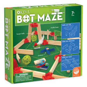KEVA Maker Bot Maze, labirint cu piese de lemn si roboti motorizati - Img 1