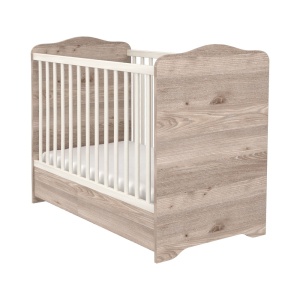Patut copii din lemn cu sertar Hubners Sofia 120x60 cm crem nisip - Img 2