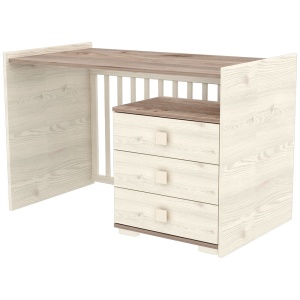 Patut copii transformabil din lemn cu 5 sertare Hubners Sofia Multi Kombi 120x70 cm crem nisip - Img 5