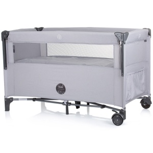 Patut pliabil Chipolino Relax ash grey linen cu laterala culisanta - Img 2