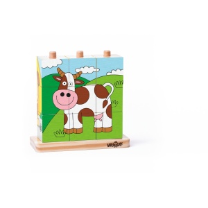 Puzzle din lemn cuburi - Imagini de stivuit 3 x 3