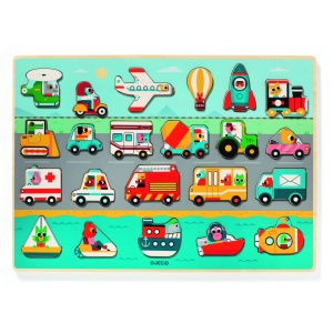 Puzzle din lemn Vroom-vroom, Djeco - Img 4