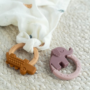 Set 2 inele dentitie din silicon Done by Deer Deer Friends Mustar Roz Pudra - Img 4