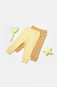 Set 2 pantaloni Bamboo, galben, BabyCosy, 50%bumbac+50% bambus