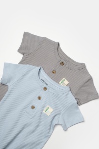 Set 2 salopete scurte Bamboo, blue, BabyCosy, 50%bumbac+50% bambus