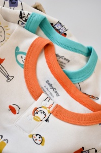 Set 2 salopetele cu maneca lunga si panataloni lungi - 100%bumbac organic - Portocaliu si Verde, Baby Cosy