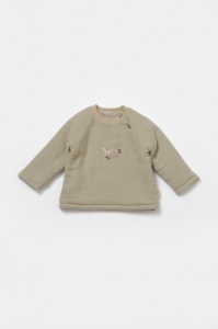 Set bluza dublata si pantaloni, Winter muselin, 100% bumbac - Verde, BabyCosy