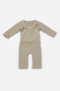 Set bluza si salopeta, Winter muselin, 100% bumbac - Verde, BabyCosy