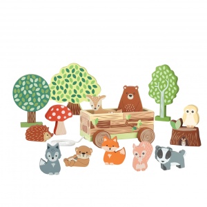 Set cu piese din lemn animale de padure, Orange Tree Toys - Img 3