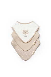 Set de 3 bavete pentru nou nascut, 100% bumbac organic, TeddyBear, BabyCosy