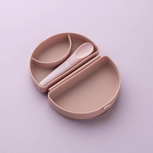 Set diversificare hrana bebelusi Miniware Sili Mini GO, 100% din materiale naturale biodegradabile, 3 piese, Pink Antioxidant