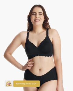 Sutien alaptare floral fara cusaturi cu sustinere Momcozy YN46 Black 2XL - Img 2