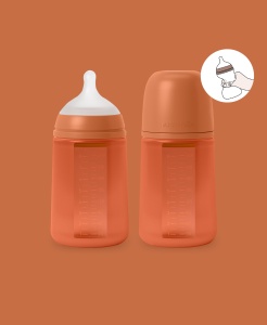 Biberon din silicon, 240ml, Colour Essence SX Pro debit mediu, rosu - Img 3