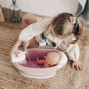 Cadita pentru papusa Smoby Baby Nurse Baleno Bath roz cu accesorii - Img 7