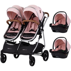 Carucior gemeni Chipolino Duo Smart 3 in 1 pink marshmallow