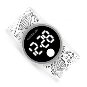 Ceas digital pentru copii model inghetata, cu bratara recolorabila, din silicon slap-on - Img 2