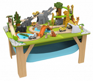 Circuit din lemn cu masinute si masa de joaca incluse Aventura Safari - Img 1