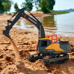 Excavator Dickie Toys Volvo Mining Excavator 60 cm cu telecomanda, lumini si sunete gri - Img 6