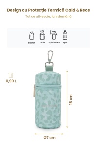 Geanta termoizolanta pentru biberon si lapte matern MilkMate, Carry Bliss, verde leo - Img 2