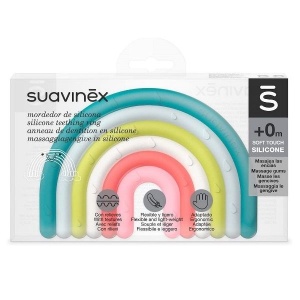 Inel de dentiție din silicon Curcubeu, multicolor, Suavinex