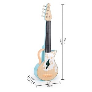 Jucarie din lemn – Instrument Ukulele (chitara) alba copii – invata sa canti cu lumini - Img 6