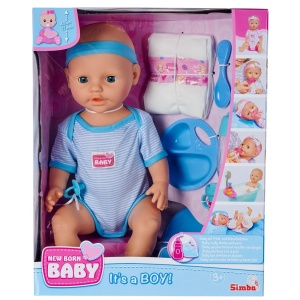 Papusa Simba New Born Baby, Baby Doll 43 cm cu accesorii albastru - Img 11