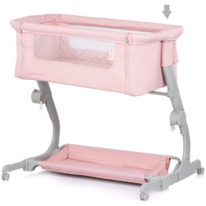 Patut co-sleeper Chipolino Eleganza cu laterala culisanta pink marshmallow - Img 4