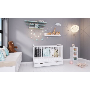 Patut copii din lemn Hubners Karly 120x60 alb cu sertar - Img 2