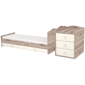 Patut copii transformabil din lemn cu 4 sertare Hubners Sofia Kombi 120x60 cm crem nisip - Img 5