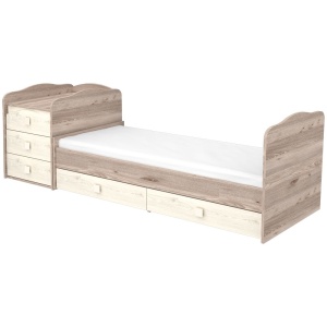 Patut copii transformabil din lemn cu 5 sertare Hubners Sofia Maxi Kombi 120x70 cm crem nisip - Img 3