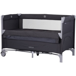 Patut pliabil Chipolino Relax anthracite linen cu laterala culisanta - Img 1