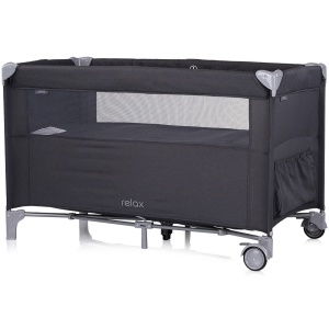 Patut pliabil Chipolino Relax anthracite linen cu laterala culisanta - Img 3