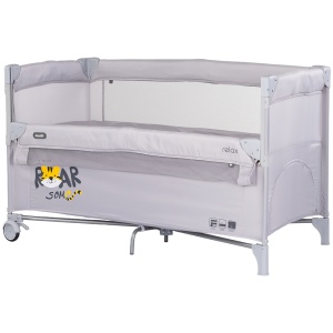 Patut pliabil Chipolino Relax Tiger platinum cu laterala culisanta - Img 1