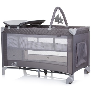 Patut pliabil cu saltea de infasat Chipolino Luna ash grey - Img 2