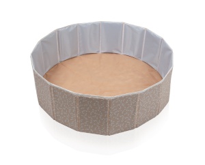 Piscina uscata pliabila cu bile, BabyJem, 30x83 cm, 100 bile albe, somon