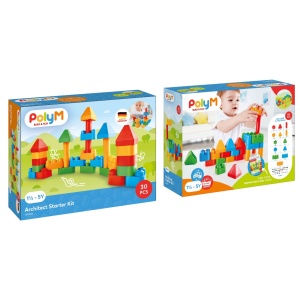 PolyM - Kit de constructie arhitectura pentru copii (30 piese)