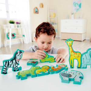 Puzzle din lemn pentru copii cu litere si animale salbatice - Img 2