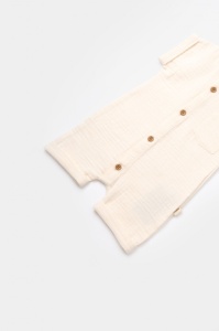 Salopeta de vara din muselina, BabyCosy, 100% bumbac organic, ecru