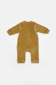 Salopeta Elefant cu maneca lunga din 80%bumbac organic si 20% poliester - Mustar, BabyCosy