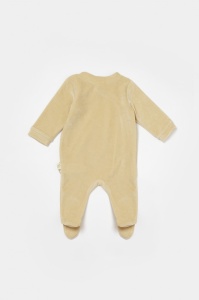 Salopeta Elefant cu maneca lunga si botosei din 80%bumbac organic si 20% poliester - Stone, BabyCosy