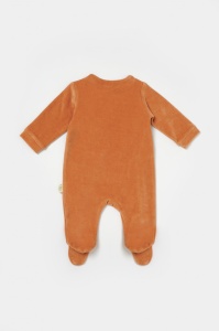 Salopeta Elefant cu maneca lunga si botosei din 80%bumbac organic si 20% poliester - Caramiziu, BabyCosy