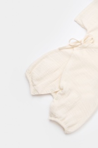 Salopeta petrecuta din muselina, BabyCosy, 100% bumbac organic, Ecru
