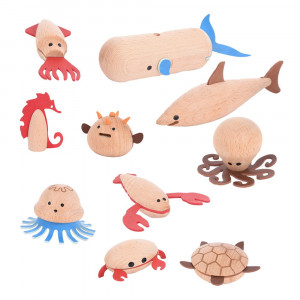 Sea Creatures, set 10 animale marine din lemn - Img 1
