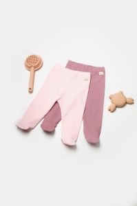 Set 2 pantaloni cu botosei Bamboo, roz, BabyCosy, 50%bumbac+50% bambus