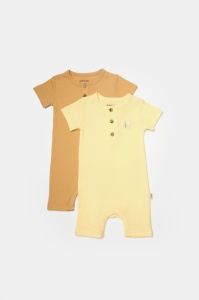 Set 2 salopete scurte Bamboo, galben, BabyCosy, 50%bumbac+50% bambus