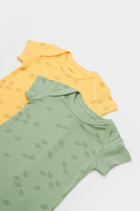 Set 2 salopete scurte Printed, BabyCosy, 50% modal+50% bumbac, Lamaie/Verde